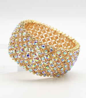 Shimmering AB Crystal Rhinestone Stretch Pageant Bracelet | JB5B054303ABOGD