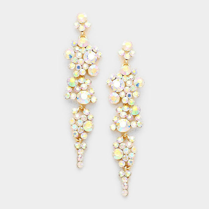 AB Crystal Long Dangle Earrings on Gold | 294869