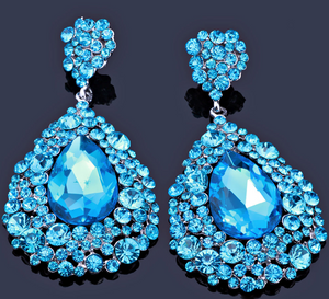Chunky Aqua Pageant Earrings | NO AB | H202-7 NAB
