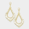 Oversized Cut Out Crystal Teardrop Earrings on Gold | 368840