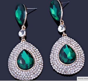 Emerald Drop Earrings on Gold | LMBEMGD