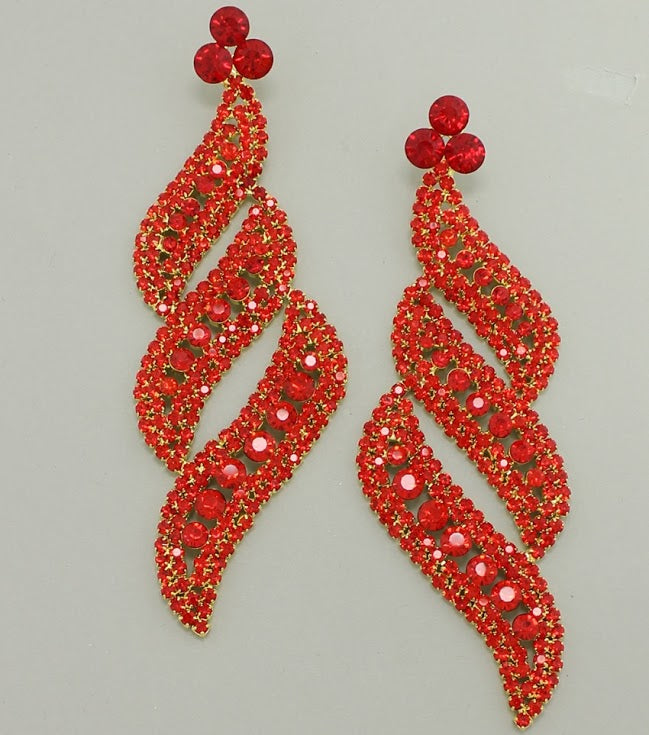 Long Red Statement Earrings | Bolts | 364552