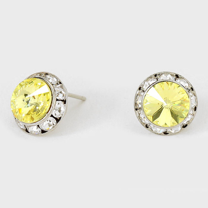 Yellow Stud Earrings 0.5" | 123321