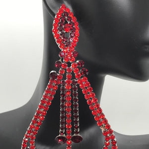 Red and Dark Red Crystal Pageant Earrings on Silver | "Miss America" | 439625