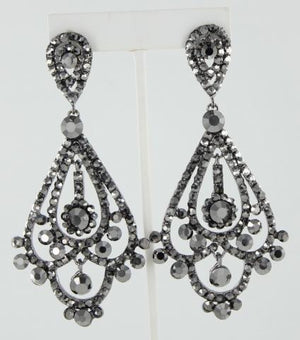 Black Diamond Chandelier Pageant Earrings| H202-13