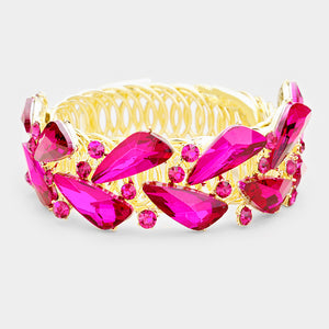 Geometric Fuchsia Crystal Adjustable Pageant Bracelet | 411575