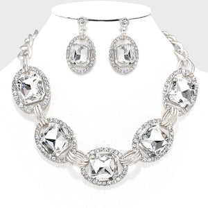 Emerald Cut Crystal Necklace Set | 192757