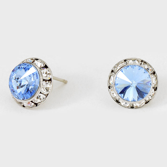 Light Blue Stud Earrings 0.5" | 123324