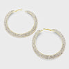 3 Row Crystal Hoop Earrings on Gold | 2.5" | 159262