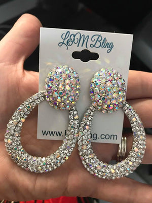 Crystal Embellished AB Hoop Earrings | 2.75" | HX007127 S-AB