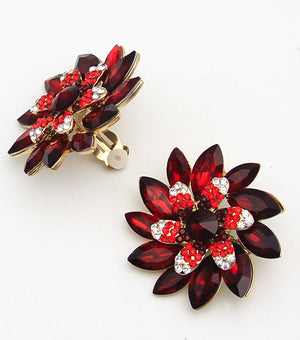 Red Crystal Ninja Star Clip On Earrings | JC9EEL031REDGD
