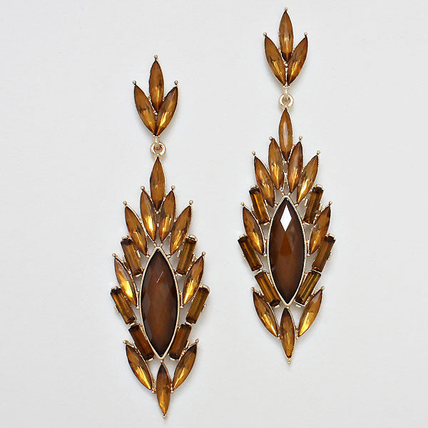 Long Gold Earrings | Long Brown Earrings 210947