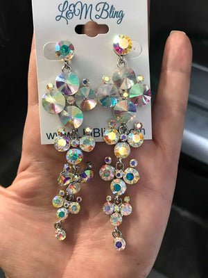 AB Crystal Pageant Chandelier Earrings | HJSR-004 S-AB