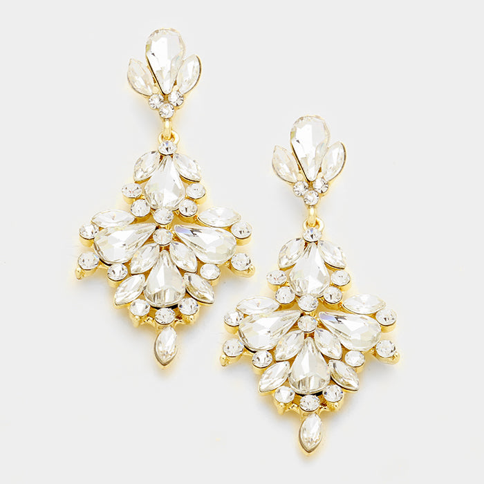 Crystal Chandelier Earrings on Gold | 337010