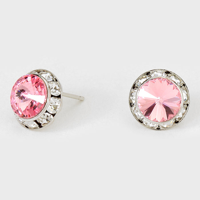 Light Rose Stud Earrings 0.5" | 123307