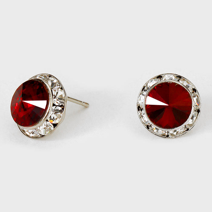 Deep Red Stud Earrings 0.5" | 123315