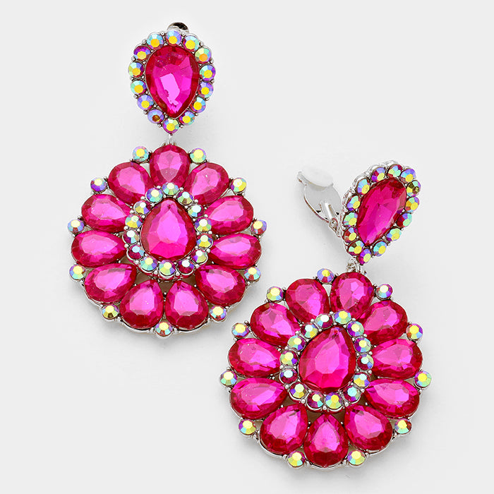 Fuchsia Pageant Earrings | Clip On | 287449