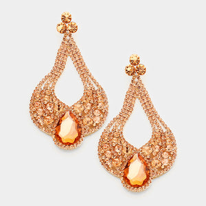 Large Chunky Cut Out Peach Crystal Teardrop Earrings | Tammy Lee's | 368874