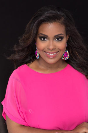 Multi Colored Large Earrings on Gold | Chunky Pageant Earrings | H2027-multi