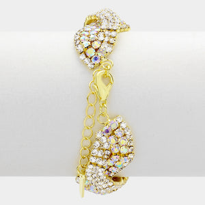 AB Rhinestone Crystal Clasp Bracelet on Gold | 336153