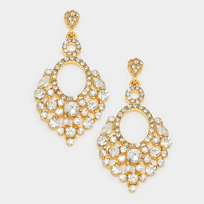 Little Girls Crystal Chandelier Earrings on Gold | 282188