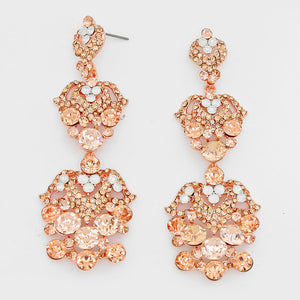 Peach Crystal Dangle Earrings | Lauren | 283488