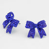 Blue Crystal Rhinestone Bow Stud Earrings | 152227