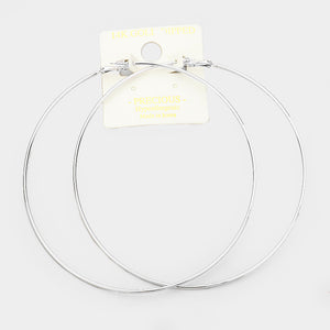 14k Gold Filled Silver Metal Hoop Earrings | 4.7" | 361137