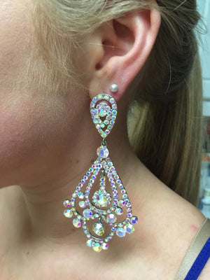 AB Chandelier Earrings on Silver - H202-13 S-AB