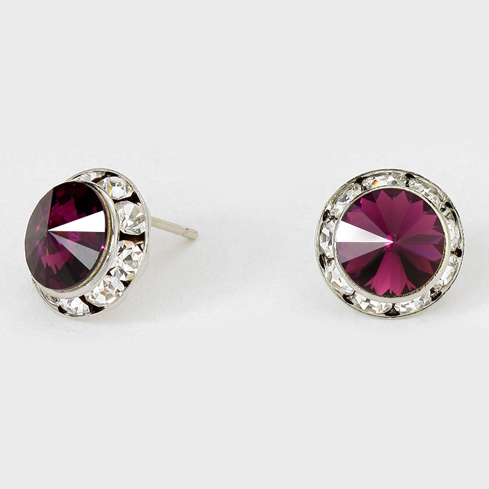 Plum Stud Earrings 0.5" | 123298