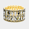 Hematite Crystal Teardrop Cluster Stretch Pageant Bracelet on Gold | 377550