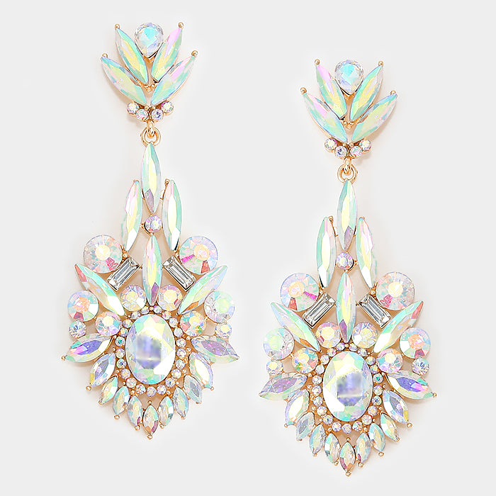 Gold & AB Chandelier Earrings "Victoria" |  237306