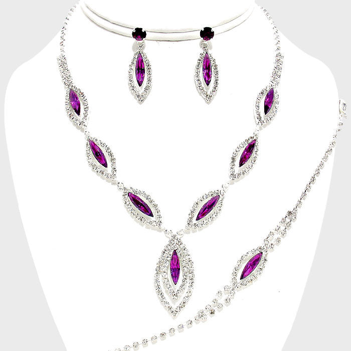 Purple Rhinestone Necklace Set |132714