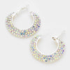 Three Row AB Rhinestone Hoop Earrings | 1.5" | 321918