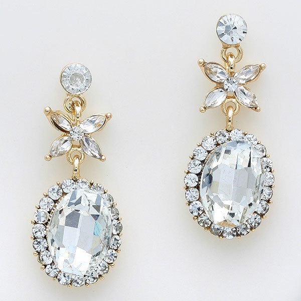 Small Crystal Earrings on Gold | 244640