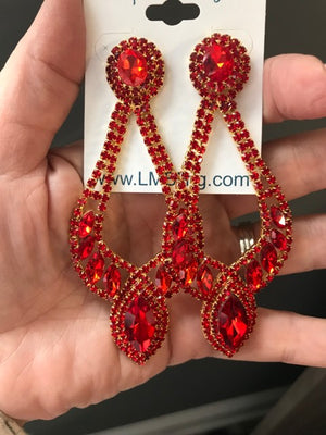 Lightweight Long Red Crystal Chandelier Pageant Earrings | 428400