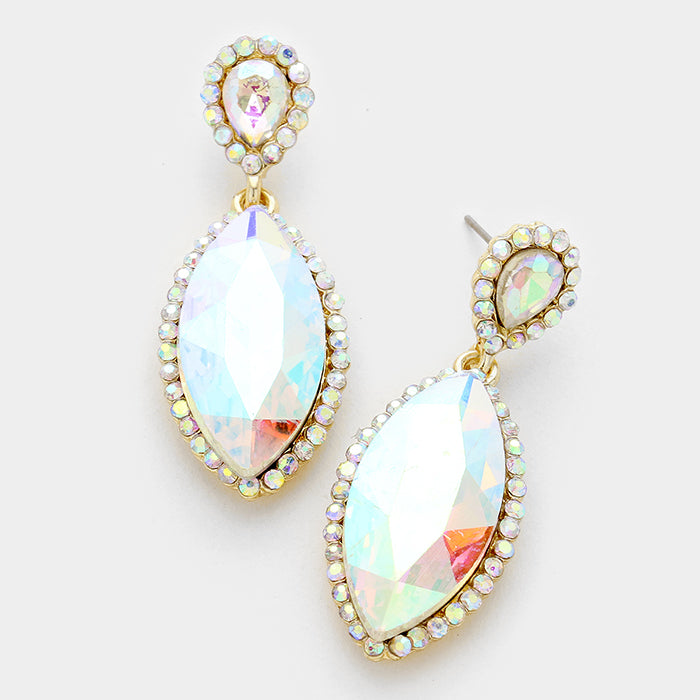 Little Girls AB Marquise Earrings on Gold | 322708