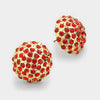 Red Crystal Dome Stud Earrings on Gold | 214010