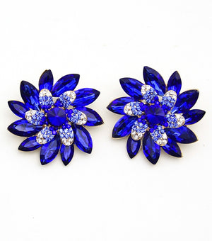 Blue Crystal Ninja Star Clip On Earrings | JC9EEL031BLUGD
