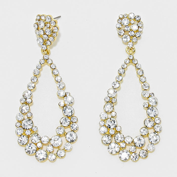 Crystal Drop Hoop Earrings on Gold | 2.34" | 272284