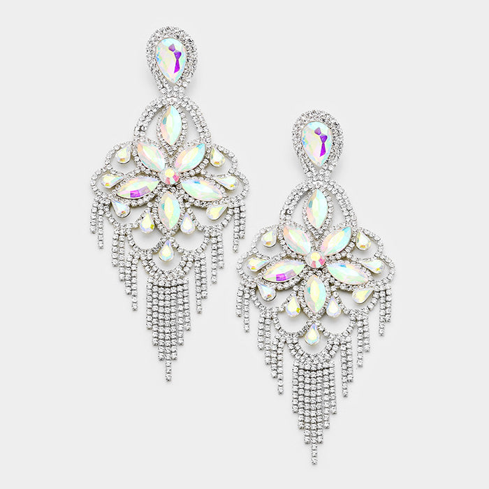 Rhinestone CLIP ON Earrings, Oversized Chandelier Earrings, AB Drop Pageant  Earrings, Gift for Her 4.1 Inch - Etsy | Pageant earrings, Bridal earrings  drop, Belly dance jewelry