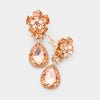 Small Peach Crystal Clip On Dangle Earrings | 398735