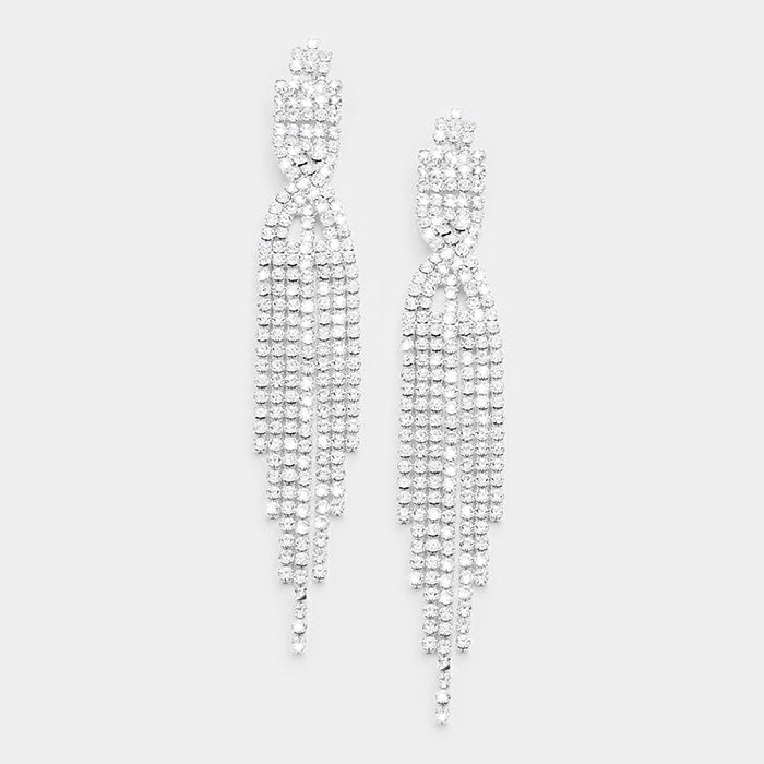 Long Rhinestone Pageant Statement Earrings | 339562