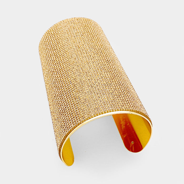 Wide Gold Rhinestone Cuff Bracelet | 361347