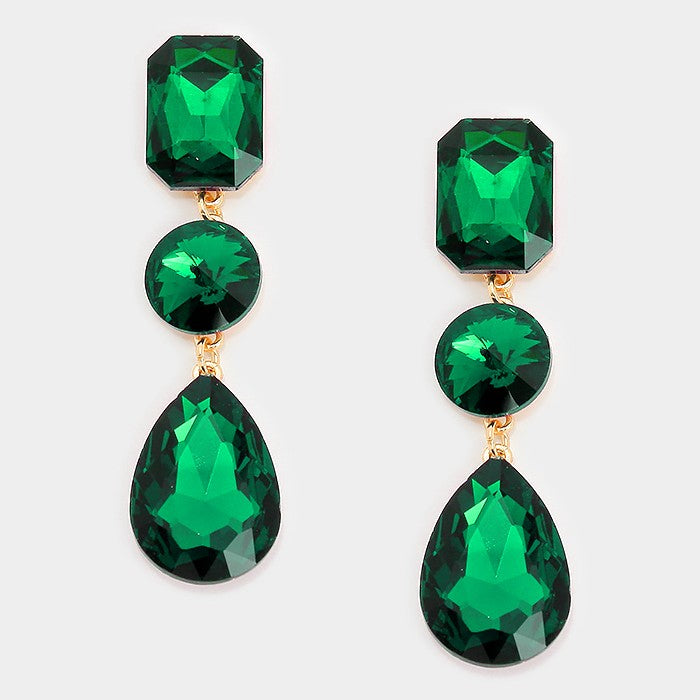 Emerald Triple Drop Earrings | 297976