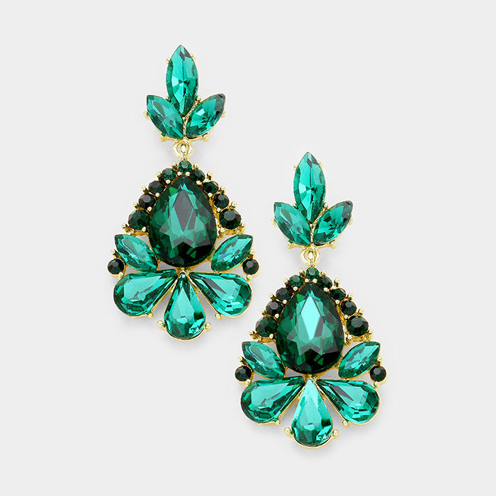 Little Girls Emerald Crystal Pageant Earrings | 382433