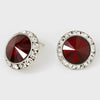 Austrian Dark Red Crystal Round Stud Earrings | 7/8" | 122931