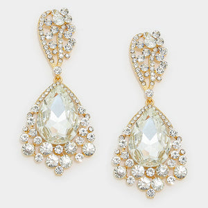 Clearly Glamorous Gold and Clear Drop Earrings