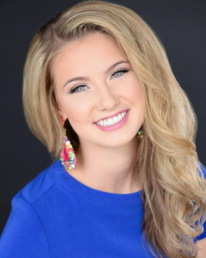 Multi Colored Large Earrings on Gold | Chunky Pageant Earrings | H2027-multi