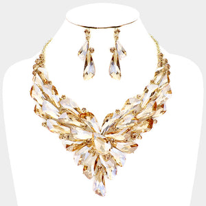 Geometric Gold Crystal Cluster Pageant Necklace | 411584